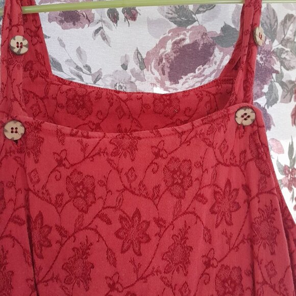 ALY WEAR Vintage 90s Red Sleeveless Midi Dress with Lace Top - Medium - Picture 5 of 8